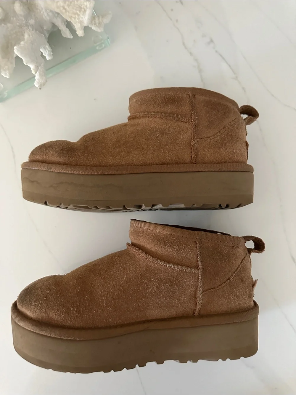 UGG Kids Chestnut Brown Suede Booties with Shearling. Size 2.